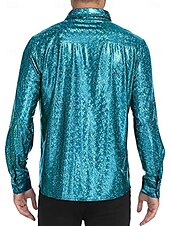 preiswerte Oberteile-Disko 1980er Glänzend Metallisch Bluse / Hemd Maskerade Disco Einfarbig Herren Karnevalskostüm Maskerade Party / Abend Pride Parade Pride-Monat Erwachsene Hemd