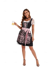 baratos Conjunto Dirndl-Oktoberfest Vestidos Dirndl Trachtenkleader Comprimento mini Oktoberfest / Cerveja Bávaro Traje Tradicional prados Mulheres Pano de Estilo Tradicional