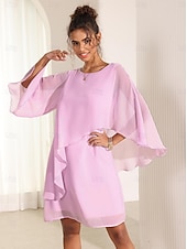 economico Abiti da festa-abito da donna manica a pipistrello chic rosa pastello scollo rotondo vestibilità comoda leggero casual moda estiva lunghezza sopra il ginocchio