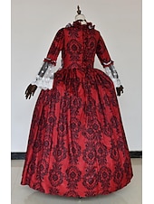 Недорогие Платья-Рококо Викторианский стиль Эпоха возрождения В пол Платья Костюм для вечеринки Маскарад Большие размеры Нормальная Буфф / баллон Вспышка рукава Принцесса Кружева Тюль Винтаж С пышной юбкой