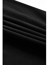 abordables T-shirt uni-T-shirt à encolure festonnée pour femme, manches courtes, couleur unie, coupe slim, extensible, décontracté, mode, noir