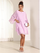 economico Abiti da festa-abito da donna manica a pipistrello chic rosa pastello scollo rotondo vestibilità comoda leggero casual moda estiva lunghezza sopra il ginocchio