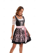 baratos Conjunto Dirndl-Oktoberfest Vestidos Dirndl Trachtenkleader Comprimento mini Oktoberfest / Cerveja Bávaro Traje Tradicional prados Mulheres Pano de Estilo Tradicional