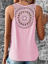 abordables Camisetas y camisolas de mujer-Top de tirantes de mujer blanco rosa azul liso corte en la calle moda diaria V cuello ajuste regular S