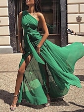 cheap Chiffon Dresses-Women&#039;s Maxi Dress Cocktail Dress Wedding Guest Dress Chiffon Dress A Line Dress Elegant Sexy Formal Wedding Party Regular Fit Sleeveless V Neck Yellow Red Purple Green Summer