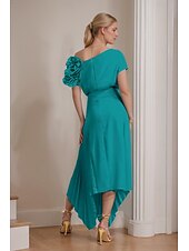 levne Šaty pro svatební hosty-Šaty pro svatební hosty A-line elegantní šaty formální svatební host ankle-length krátké rukávy výstřih do V strečový krepu s plisováním 2025