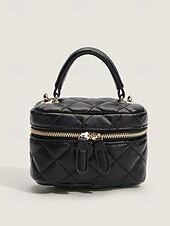 levne Kabelky a tote tašky-Dámské Kabelky do ruky Večerní kabelka Box Bag PU kůže Párty Dovolená Svatebnívečírek Zip Řetízek Lehká váha Multi Carry Pevná barva Kostky Černá Bílá Růžová