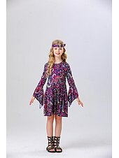 levne Šaty-Retro 70. léta Disko Šaty Hippie Dívčí předvečer Všech svatých Karneval Plesová maškaráda Večírek Pride Parade Měsíc hrdosti Dětské Šaty