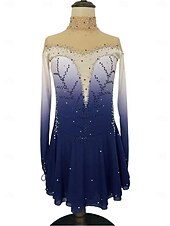 voordelige Schaatsjurken-Kunstschaatsjurk Dames Voor meisjes Schaatsen Jurken Paars Fuchsia Donkerblauw Lapwerk Duimopening Netstof Spandex Rekbaar Opleiding Oefenen Professioneel Kunstschaatskleding Thermisch Warm Klassiek