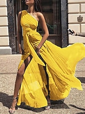 cheap Chiffon Dresses-Women&#039;s Maxi Dress Cocktail Dress Wedding Guest Dress Chiffon Dress A Line Dress Elegant Sexy Formal Wedding Party Regular Fit Sleeveless V Neck Yellow Red Purple Green Summer
