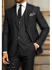 cheap Formal Suits-Men&#039;s Wedding Suits Black Dark Navy Party Dress Solid Colored Tailored Fit 3 Piece Single Breasted Two-buttons