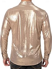 preiswerte Oberteile-Disko 1980er Glänzend Metallisch Bluse / Hemd Maskerade Disco Einfarbig Herren Karnevalskostüm Maskerade Party / Abend Pride Parade Pride-Monat Erwachsene Hemd