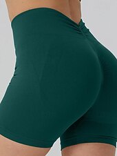 voordelige Sportshorts-Dames Joggingbroeken Chinese Korte broek Vakantie Modieus Streetwear Korte Hoge taille Effen Elastische tailleband Comfortabel Comfort Zacht Hoge Elasticiteit Voor Binnen Sportschool Yoga blauw Wijn