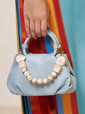 olcso Kézitáskák és bevásárlótáskák-Női Kézitáska Crossbody táska Válltáska Estélyi táska Csuklótáska PU bőr Parti Menyegző Tengerpart Akril Lánc Ráncok Bővíthető Multi Carry Tömör szín Fekete Fehér Sárga