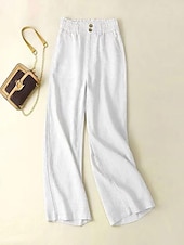 cheap Pants-Women&#039;s Cotton Linen Pants Pants Trousers Fashion Long Plain Side Pockets Breathability Comfortable Inelastic Casual Daily Black White Beige Spring &amp; Summer Regular Fit