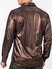 preiswerte Oberteile-Disko 1980er Glänzend Metallisch Bluse / Hemd Maskerade Disco Einfarbig Herren Karnevalskostüm Maskerade Party / Abend Pride Parade Pride-Monat Erwachsene Hemd