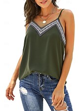voordelige Damestanktops &amp; hemdjes-Dames Camisole Tanktop Casual Mouwloze Reguliere Tops Band Dagelijks Zwart Wit Groen Grijs Zomer