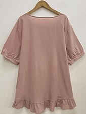 preiswerte Hemden-Damen Leinen-inspirierte Hemden Bluse Einfarbig Täglich T-Shirt Ärmel Rundhals Täglich Sexy Rosa Frühling, Herbst, Winter, Sommer