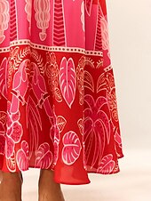 cheap Vacation Dresses-Women&#039;s Graphic Tiered Bow V Neck Puff Sleeve Maxi Dress Elegant Stylish Vacation 3/4 Length Sleeve Summer