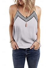voordelige Damestanktops &amp; hemdjes-Dames Camisole Tanktop Casual Mouwloze Reguliere Tops Band Dagelijks Zwart Wit Groen Grijs Zomer