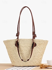 ieftine Genți Totes-geantă tote mare de damă boho chic cu bretele din piele, perfectă pentru ieșirile la plajă și zilele casual de vară