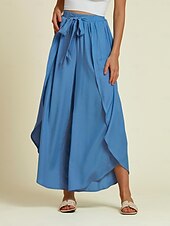 billige damebukser-rayon swing himmelblå langbukser