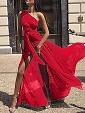 cheap Chiffon Dresses-Women&#039;s Maxi Dress Cocktail Dress Wedding Guest Dress Chiffon Dress A Line Dress Elegant Sexy Formal Wedding Party Regular Fit Sleeveless V Neck Yellow Red Purple Green Summer