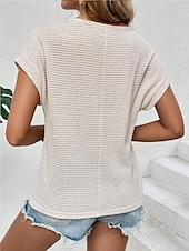 economico Top in Pizzo-Top in pizzo bianco elegante da donna con occhiello blusa elegante casual semplice regolare maniche corte girocollo pizzo regolare quotidiano romantico top petite estivi per le vacanze nero verde