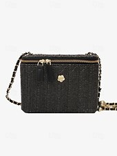 economico Borsette e borse tote-Per donna Borsa a tracolla Borsa Borsa di paglia Paglia Feste Per eventi Spiaggia Catenina Floreale Massima capacità Tinta unica Color Block Marrone scuro Nero Bianco