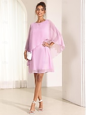 economico Abiti da festa-abito da donna manica a pipistrello chic rosa pastello scollo rotondo vestibilità comoda leggero casual moda estiva lunghezza sopra il ginocchio