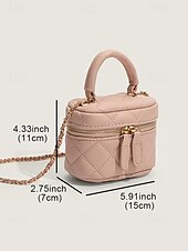 levne Kabelky a tote tašky-Dámské Kabelky do ruky Večerní kabelka Box Bag PU kůže Párty Dovolená Svatebnívečírek Zip Řetízek Lehká váha Multi Carry Pevná barva Kostky Černá Bílá Růžová