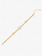 baratos Colar Feminino-Mulheres Pulseiras em Correntes e Ligações Colar com Pérolas Braccialetto set Aço Inoxidável Elegante Moda