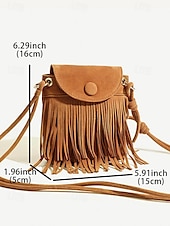 levne Tašky přes rameno-Dámské Crossbody kabelka Taška přes rameno Kbelík Bag Hobo taška PU kůže Denní Dovolená Plážové Třásně Lehká váha Pevná barva Černá Hnědá