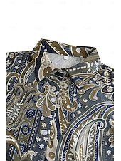 halpa Naisten Boho Topit-Naisten paita elegantti vintage muoti paisley napitettu printti pitkähihainen normaalitoppi kauluskotelo rento päivittäinen loma sininen kevät syksy