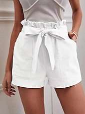 preiswerte Shorts aus Baumwollleinen-Damen Shorts aus Baumwollleinen Shorts Mode Kurz Einfach Seitentaschen Atmungsaktivität Bequem Unelastisch Alltagstauglich Weiß Rote Marinenblau Khaki Sommer Normale Passform
