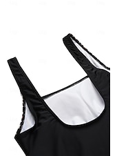 baratos Fatos de Banho 1 Peça-Maiô Feminino de Uma Peça Controle de Barriga Decote Canadense Painéis com Estampa de Leopardos Costas Nadador Ruchado Moda de Verão Praia Secagem Rápida Tecido Stretch Tamanho Completo Maiô Preto