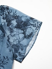 ieftine rochie casual cu imprimeu-rochie de nunta dama rochie florala rochie de vara rochie lunga rochie maxi albastru maneca scurta flori flori/plante decolteu in v talie elastica imprimare primavara &amp;amp; vara decolteu in v-fata
