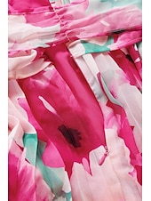 cheap Elegant Floral Dresses-Women&#039;s Maxi Dress Sleeveless Halter Neck Floral Pink White Pleated Belted Lightweight Spring Summer Wedding Party Elegant Flowy Full-Length Clothing Apparel