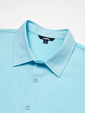 voordelige Klassiek-Voor heren Overhemd linnen overhemd Zomer overhemd Strand Kleding Overhemd met knopen Effen Casual Dagelijks blauw Lange mouw Revers Lente &amp; Herfst Kleding