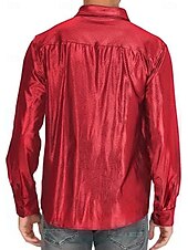 preiswerte Oberteile-Disko 1980er Glänzend Metallisch Bluse / Hemd Maskerade Disco Einfarbig Herren Karnevalskostüm Maskerade Party / Abend Pride Parade Pride-Monat Erwachsene Hemd