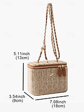 economico Borsette e borse tote-Per donna Borsa a tracolla Borsa Borsa di paglia Paglia Feste Per eventi Spiaggia Catenina Floreale Massima capacità Tinta unica Color Block Marrone scuro Nero Bianco