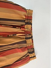 cheap Wide Leg &amp; High Waisted-Women&#039;s Wide Leg Pants Trousers Casual Daily Long Striped Drawstring Side Pockets Print Breathability Comfortable Micro-elastic Weekend Orange Spring &amp; Summer Loose Fit