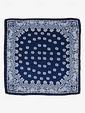 preiswerte Krawatten &amp;amp; Fliegen für Herren-Klassisches marineblaues Bandana aus Kunstseide für Herren – quadratischer modischer Schal mit Paisleymuster