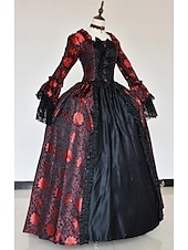 Недорогие Платья-Рококо Викторианский стиль Эпоха возрождения В пол Платья Костюм для вечеринки Маскарад Большие размеры Нормальная Буфф / баллон Вспышка рукава Принцесса Кружева Тюль Винтаж С пышной юбкой