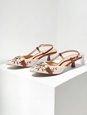 billiga Formell-Dam Klackar Heeled Mules Semester Fest Arbete Blommig Broderad Stilettklack Spetsig tå Elegant bohemliv Mode Denim Imitationsläder Loafers Svart Silver Brun