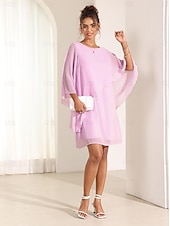 economico Abiti da festa-abito da donna manica a pipistrello chic rosa pastello scollo rotondo vestibilità comoda leggero casual moda estiva lunghezza sopra il ginocchio