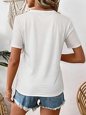  Unabhängigkeitstag Patriotisches Damen T-Shirt Lässig Flagge Rot Weiß Blau Kurzarm Reguläre Oberteile V-Ausschnitt Täglich Weiß Sommer