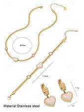 baratos Colar Feminino-Mulheres Pulseiras em Correntes e Ligações Colar com Pérolas Braccialetto set Aço Inoxidável Elegante Moda