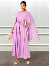 economico Abiti da festa-Per donna Abito maxi Abito a trapezio Elegante Formale Feste Ospite di nozze Vestibilità comoda Girocollo Blu ghiaccio Verde scuro Viola chiaro Estate