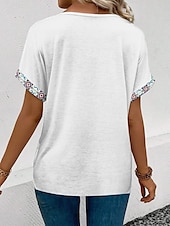 levne Boho tričko-dámské tričko boho krátký rukáv regular topy do výstřihu daily white summer